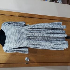 Anthropologie Daily practice cross back stretch midi dress NWT grey space dye